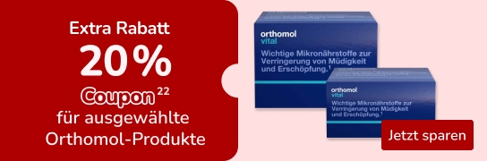 20 % Extra-Rabatt auf viele Orthomol-Produkte - Weitere Bedingungen siehe Fußnote 22
