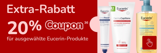 20 % Extra-Rabatt auf ausgewählte Eucerin-Produkte - Weitere Bedingungen siehe Fußnote 36