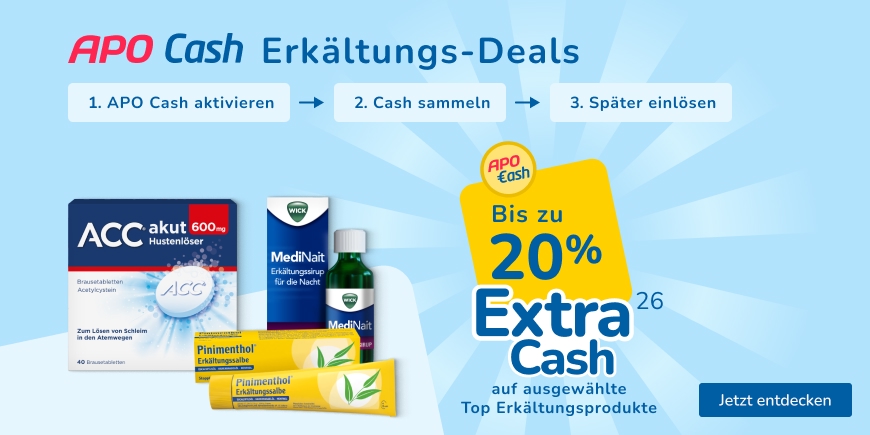Bis zu 20 % Extra APO Cash auf ausgewählte Erkältungsprodukte